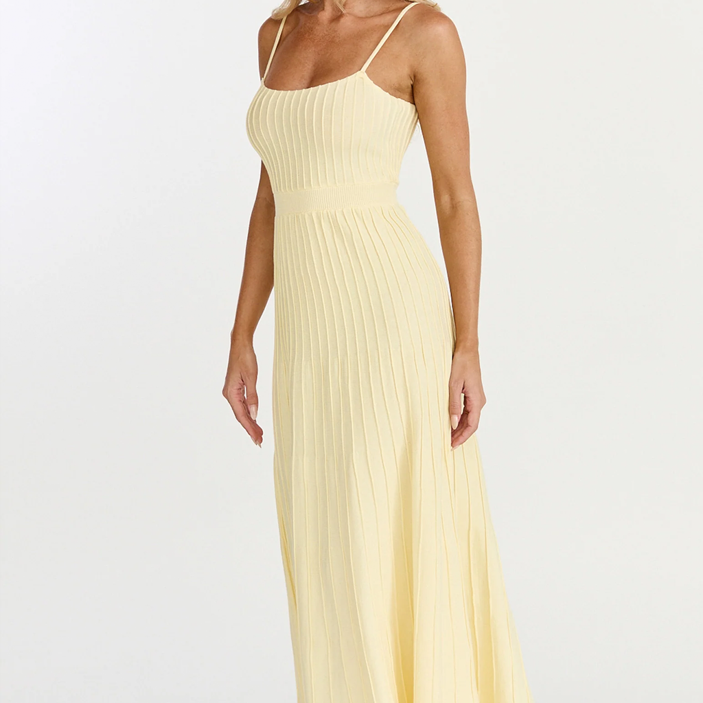 Ribbed Knit Spaghetti Strap Midi Dress