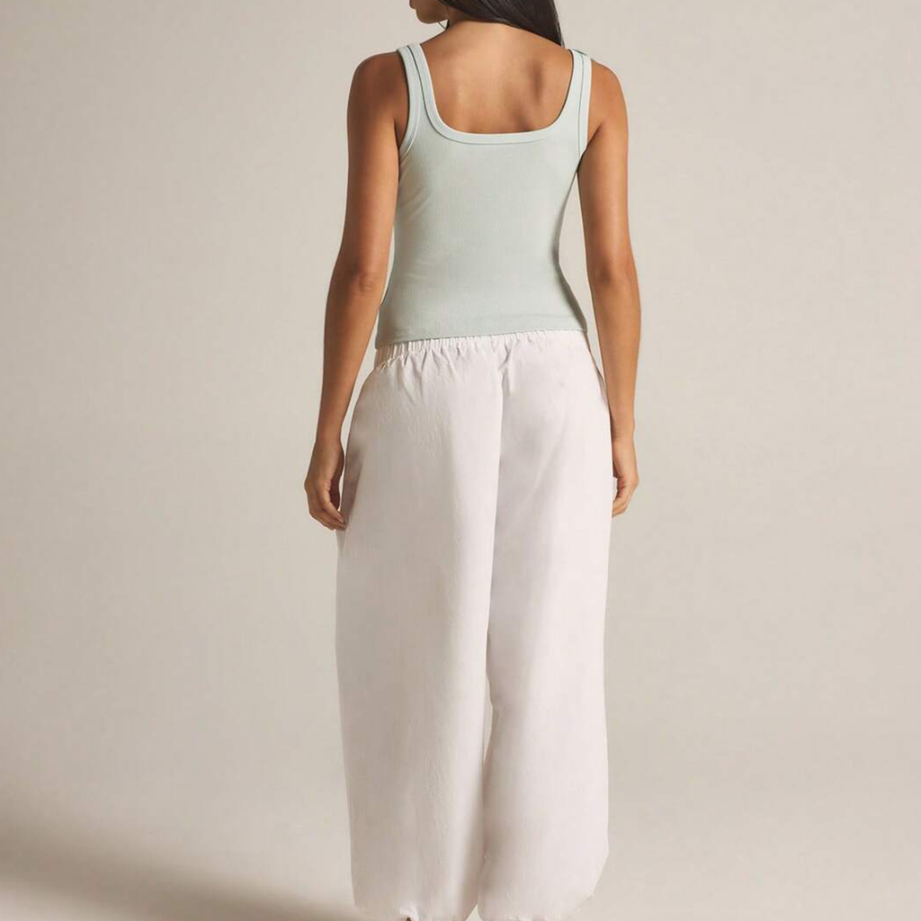 Floral Applique Square Neck Ribbed Crop Tank Top