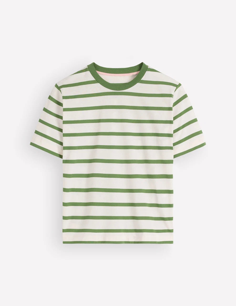 Relaxed Cotton Striped T-shirt - Safari Green and Ivory Stripe
